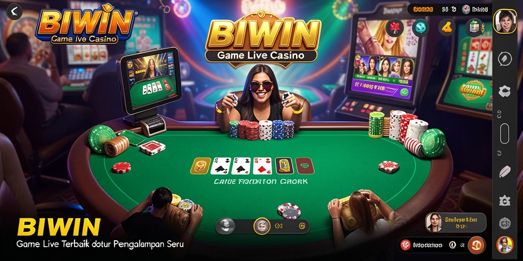 Tampilan screenshot utama BIWIN yang menampilkan gameplay Live Casino.
