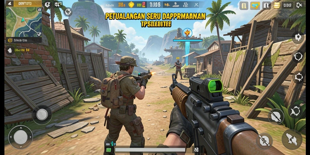 Screenshot DENTOTO menampilkan aksi seru dalam permainan TPS.