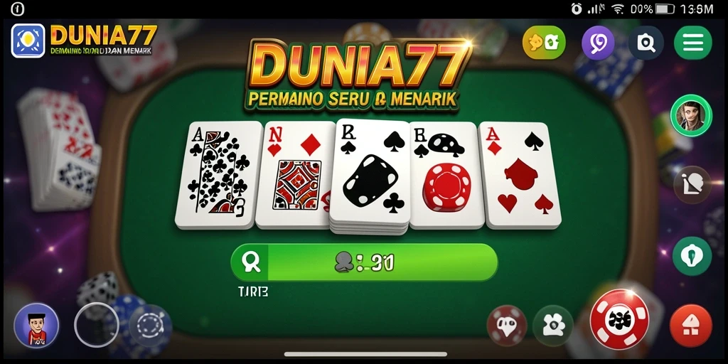 Tampilan gameplay seru dari DUNIA77 di saat permainan Domino.