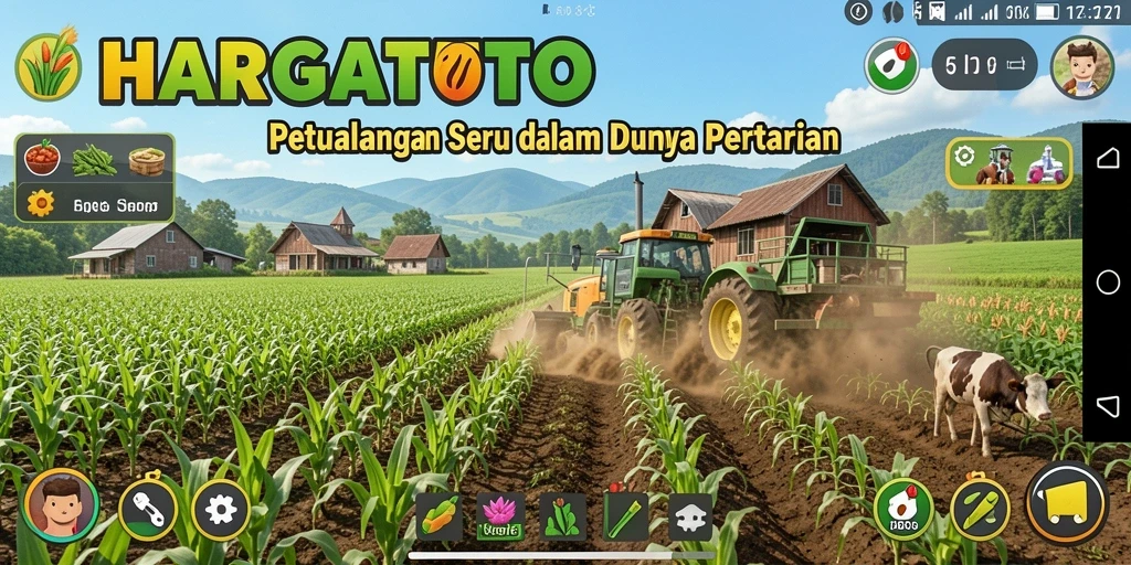 Screenshot gameplay HARGATOTO menampilkan aktivitas pertanian yang seru.