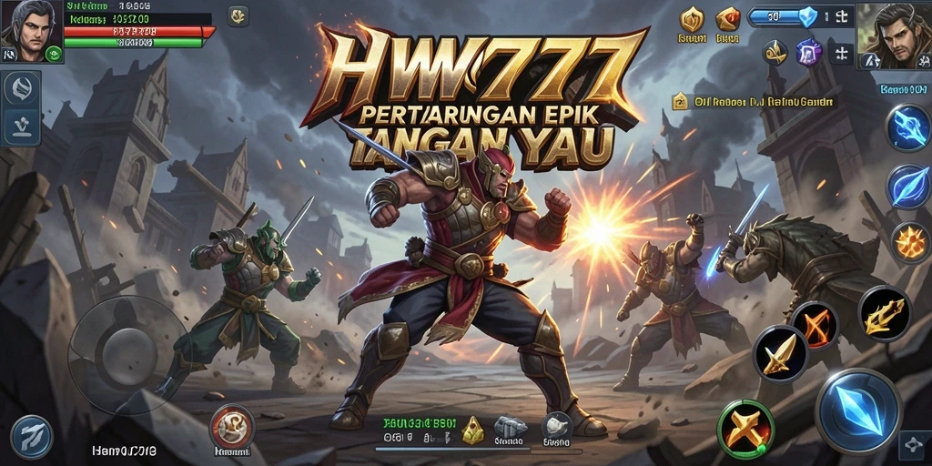Gameplay HW777 menampilkan pertarungan seru antara karakter-karakter unik.