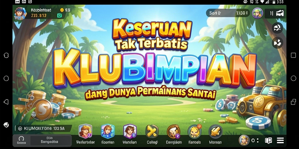Tampilan gameplay KLUBIMPIAN yang penuh warna dan interaktif.
