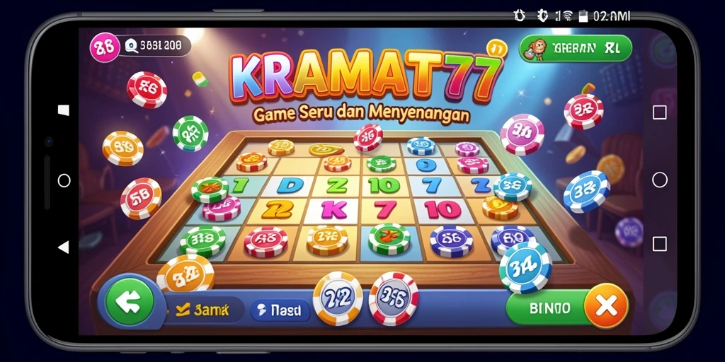 Screenshot gameplay KRAMAT77 menunjukkan suasana Bingo yang seru dan interaktif.