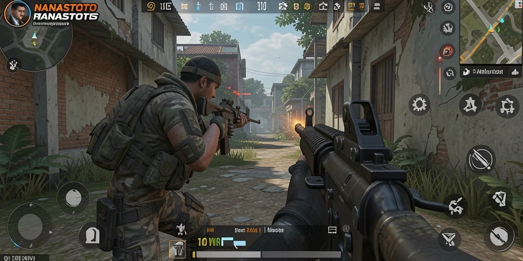 Gameplay seru dalam NANASTOTO dengan aksi tembak-menembak yang intens.
