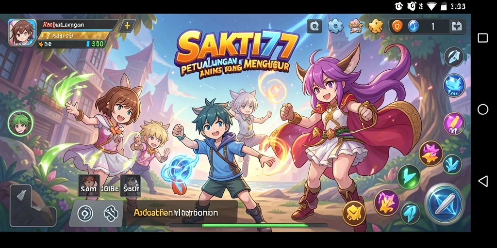 Tampilan gameplay SAKTI77 yang penuh aksi dan karakter anime.