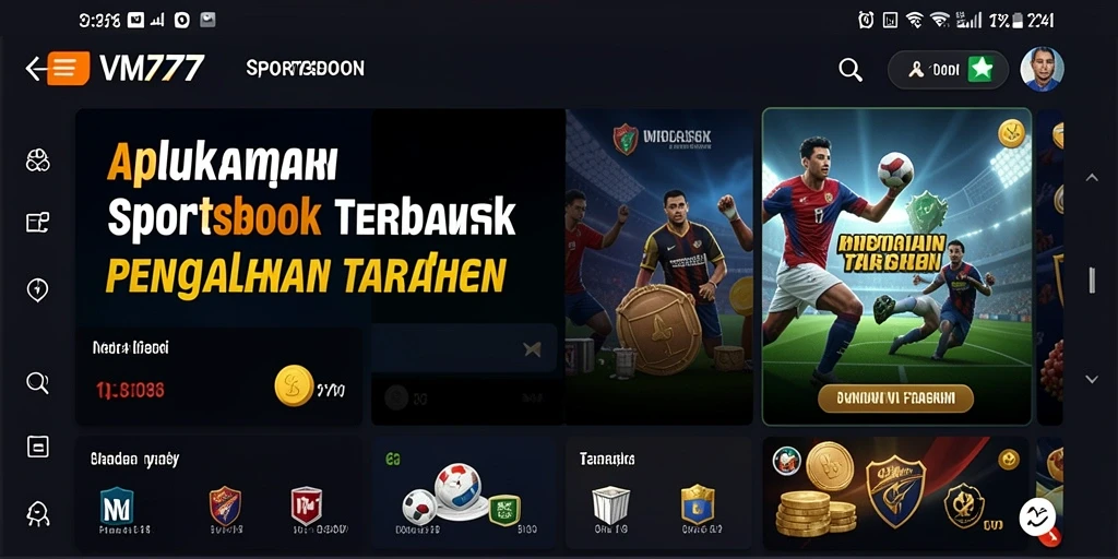 Tampilan gameplay Sportsbook yang menarik dan interaktif di VM777.