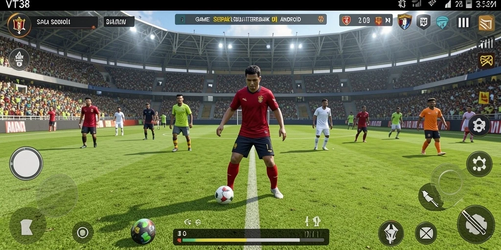 Tampilan gameplay <strong>VT38</strong> yang mendebarkan dan penuh aksi sepak bola.